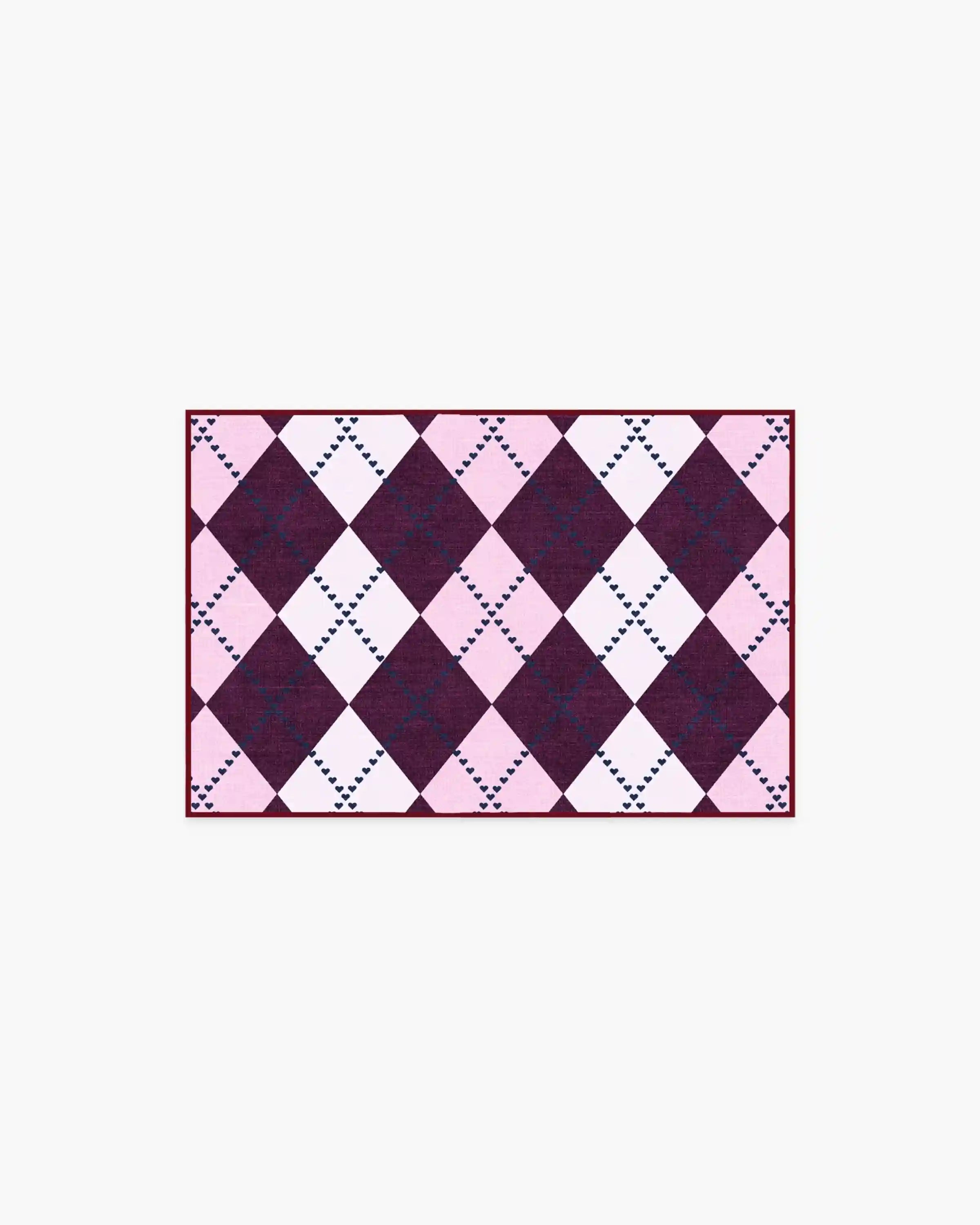 143 Argyle Burgundy & Pink Rug by Humberto Leon