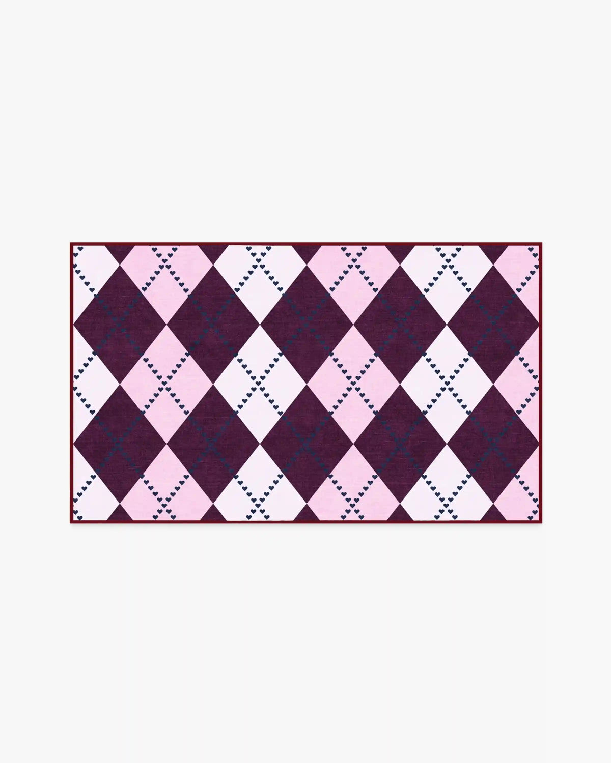 143 Argyle Burgundy & Pink Rug by Humberto Leon