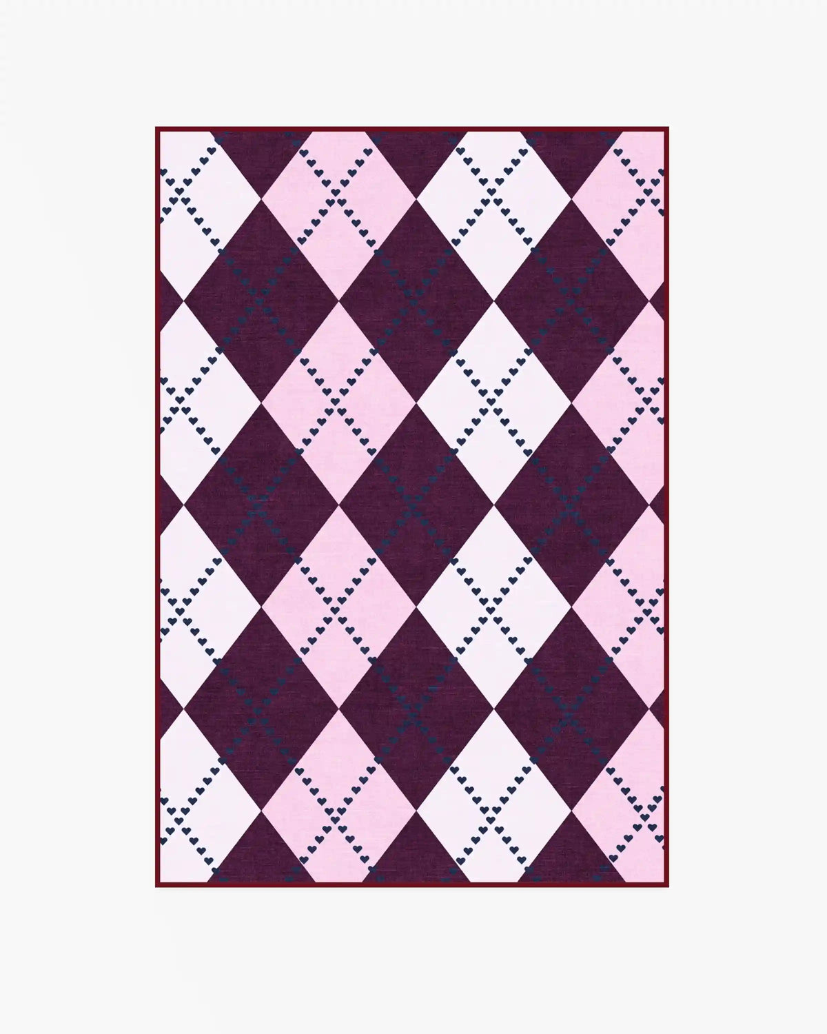 143 Argyle Burgundy & Pink Rug by Humberto Leon