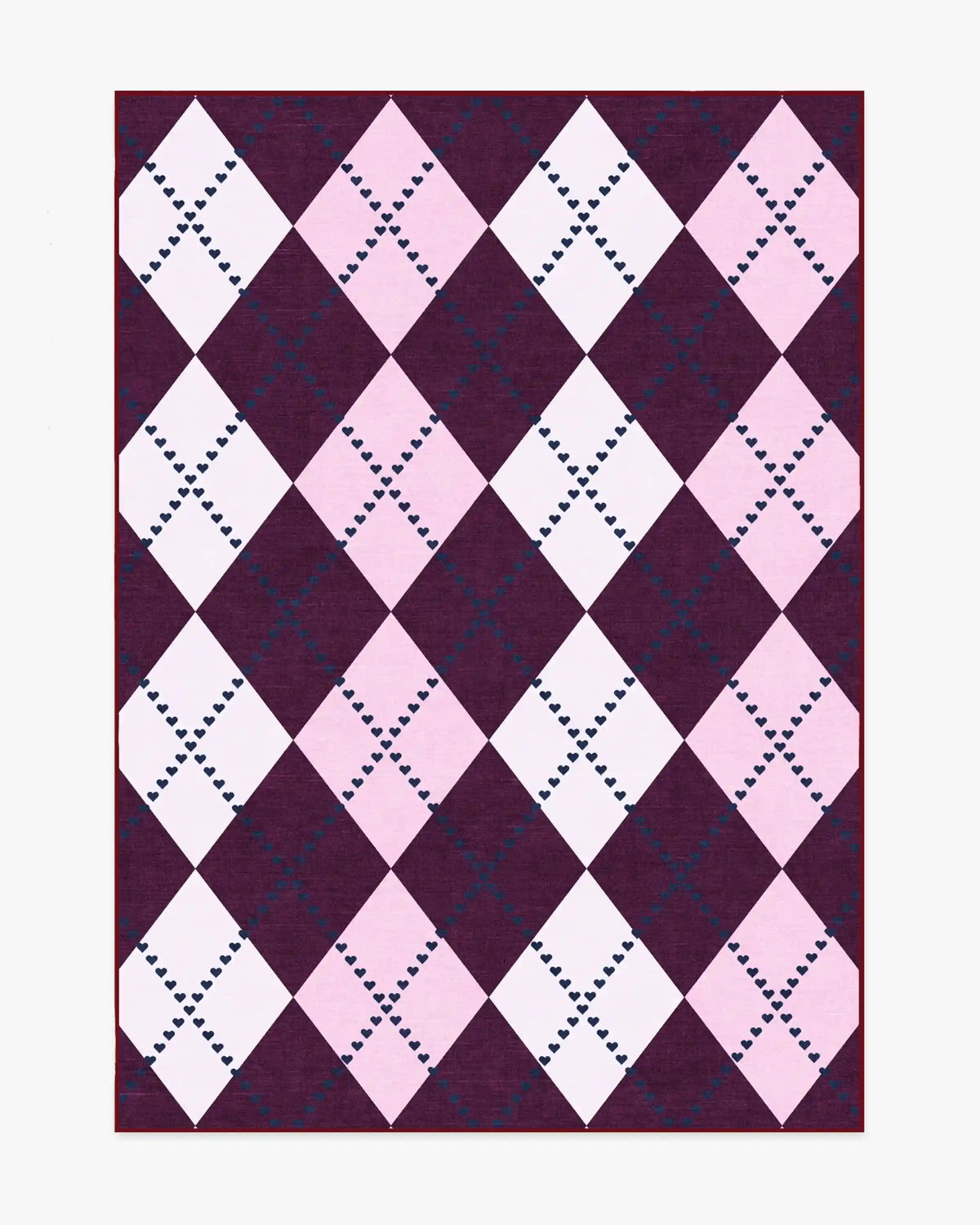 143 Argyle Burgundy & Pink Rug by Humberto Leon