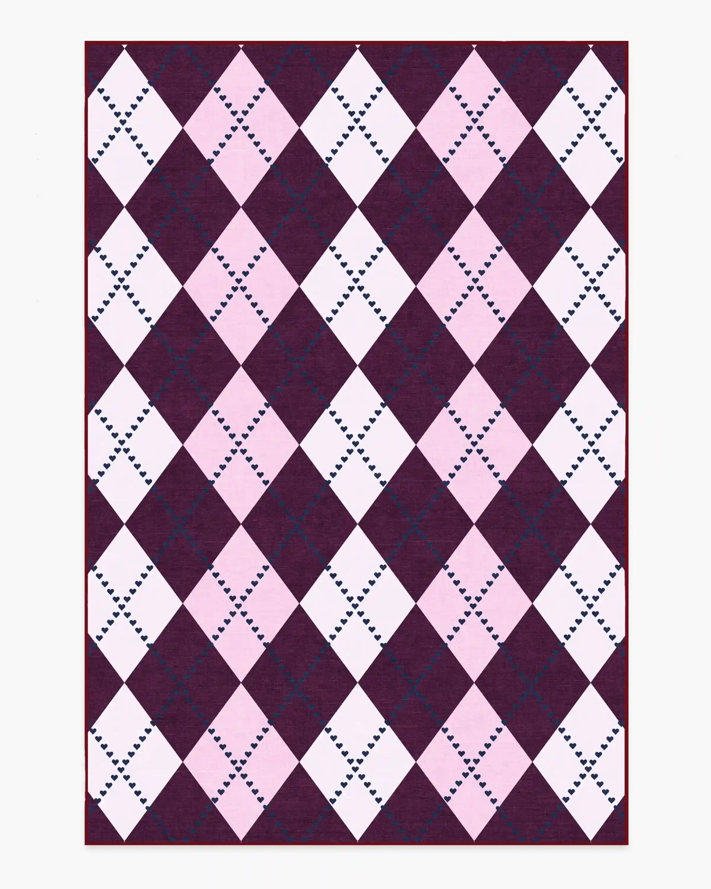 143 Argyle Burgundy & Pink Rug by Humberto Leon