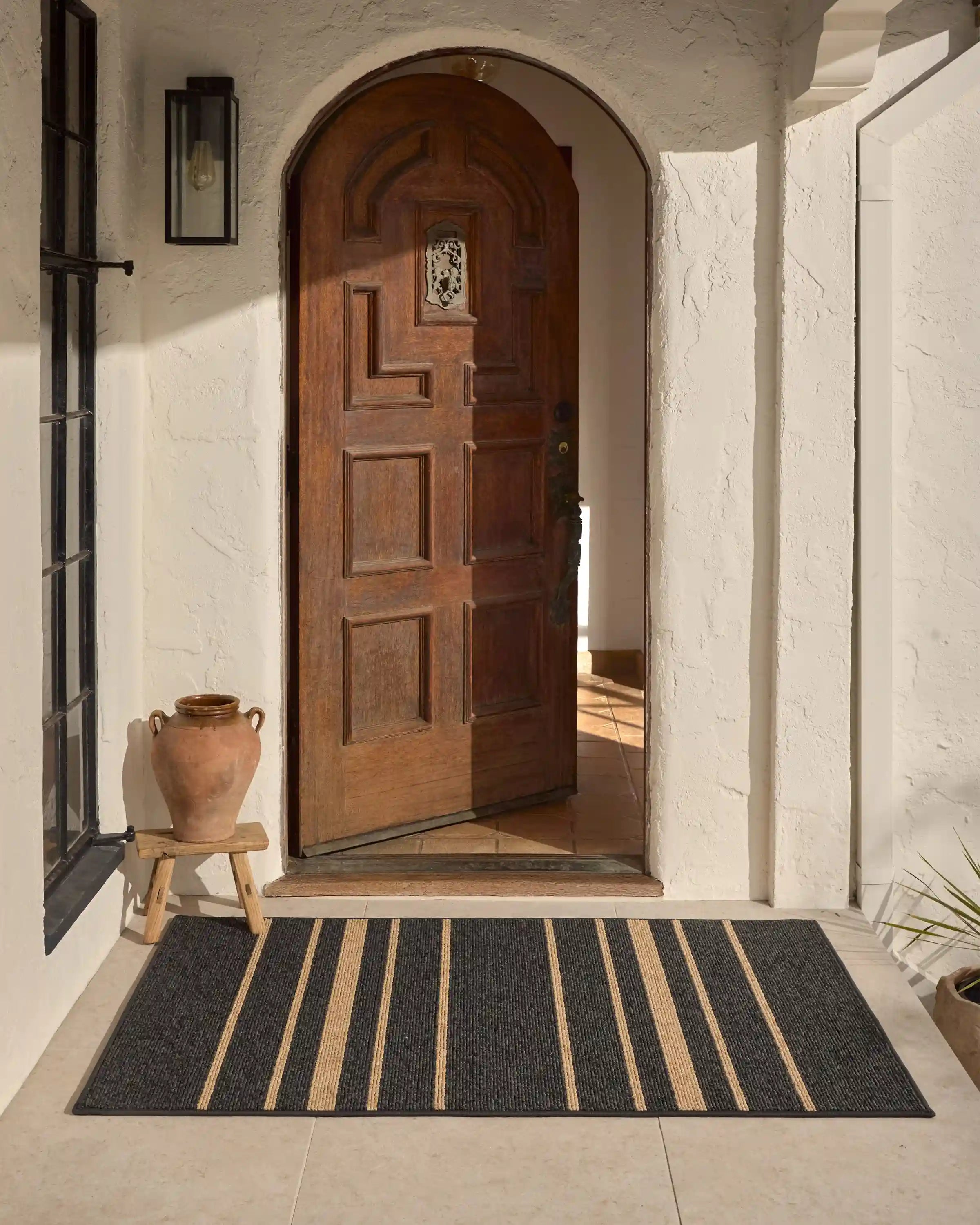Arden Stripe Black & Natural Performance Weave Rug