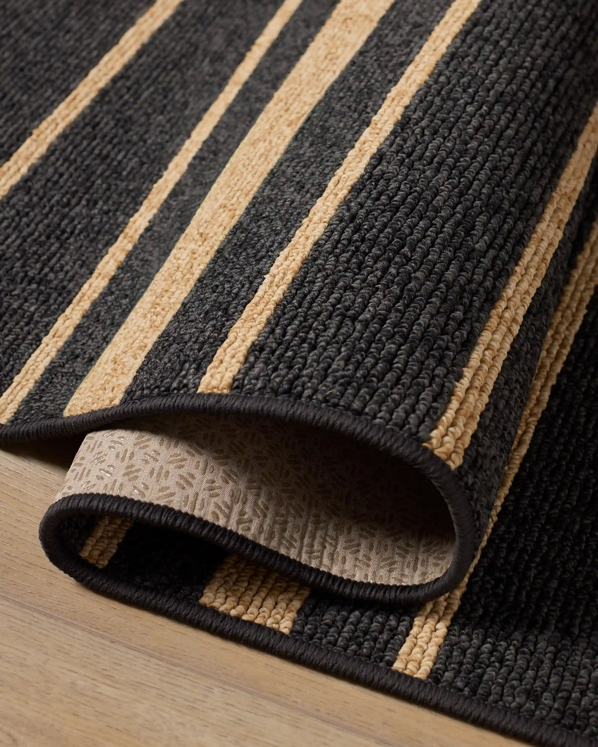 Arden Stripe Black & Natural Performance Weave Rug