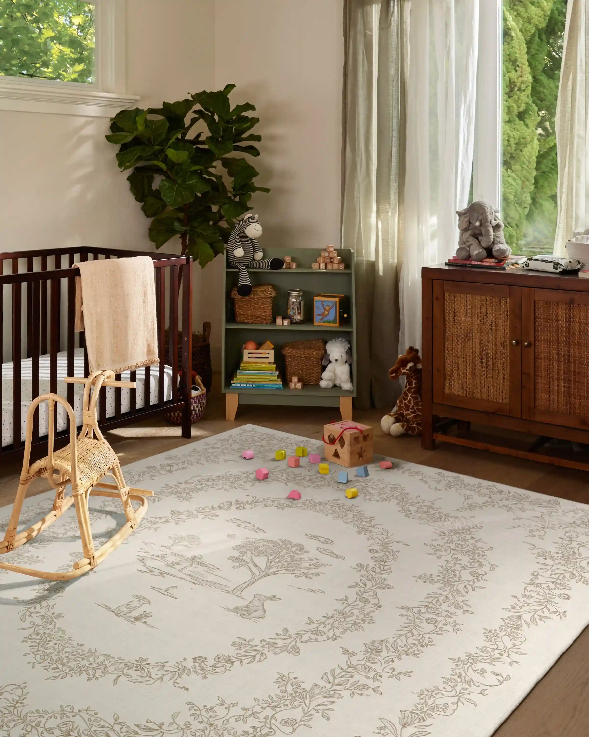 Bashful Bunny Toile Ivory Rug
