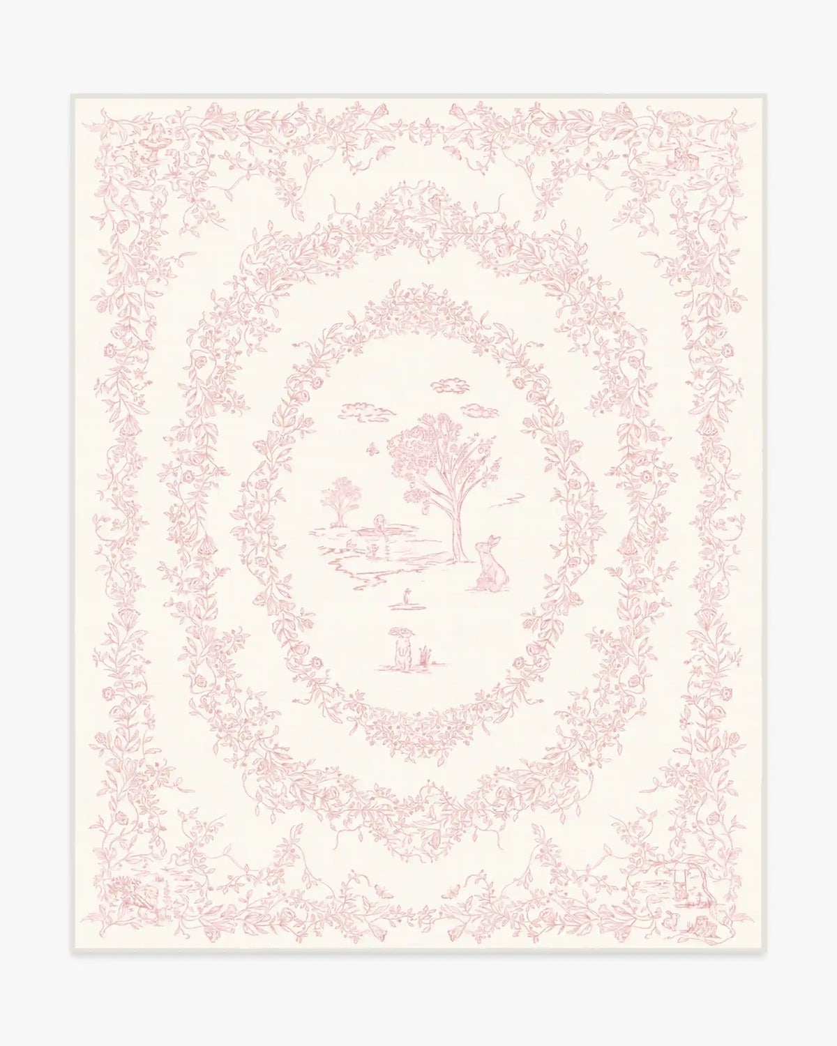 Bashful Bunny Toile Pink Rug