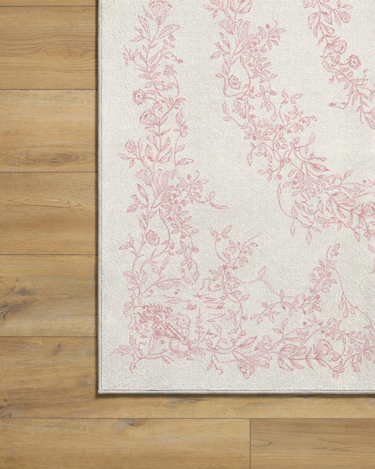 Bashful Bunny Toile Pink Rug