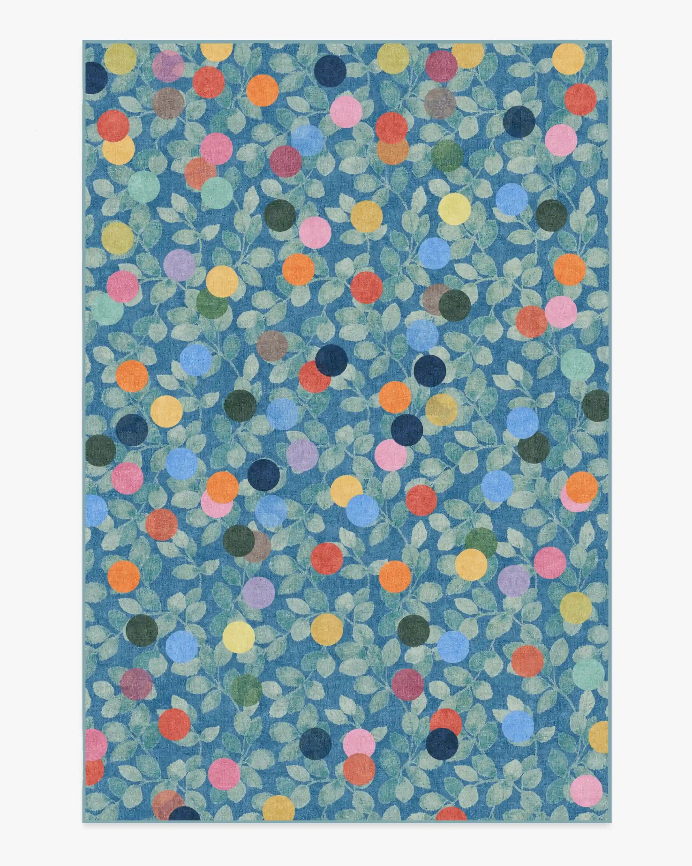 Botanical Whimsy Dots Blue Rug