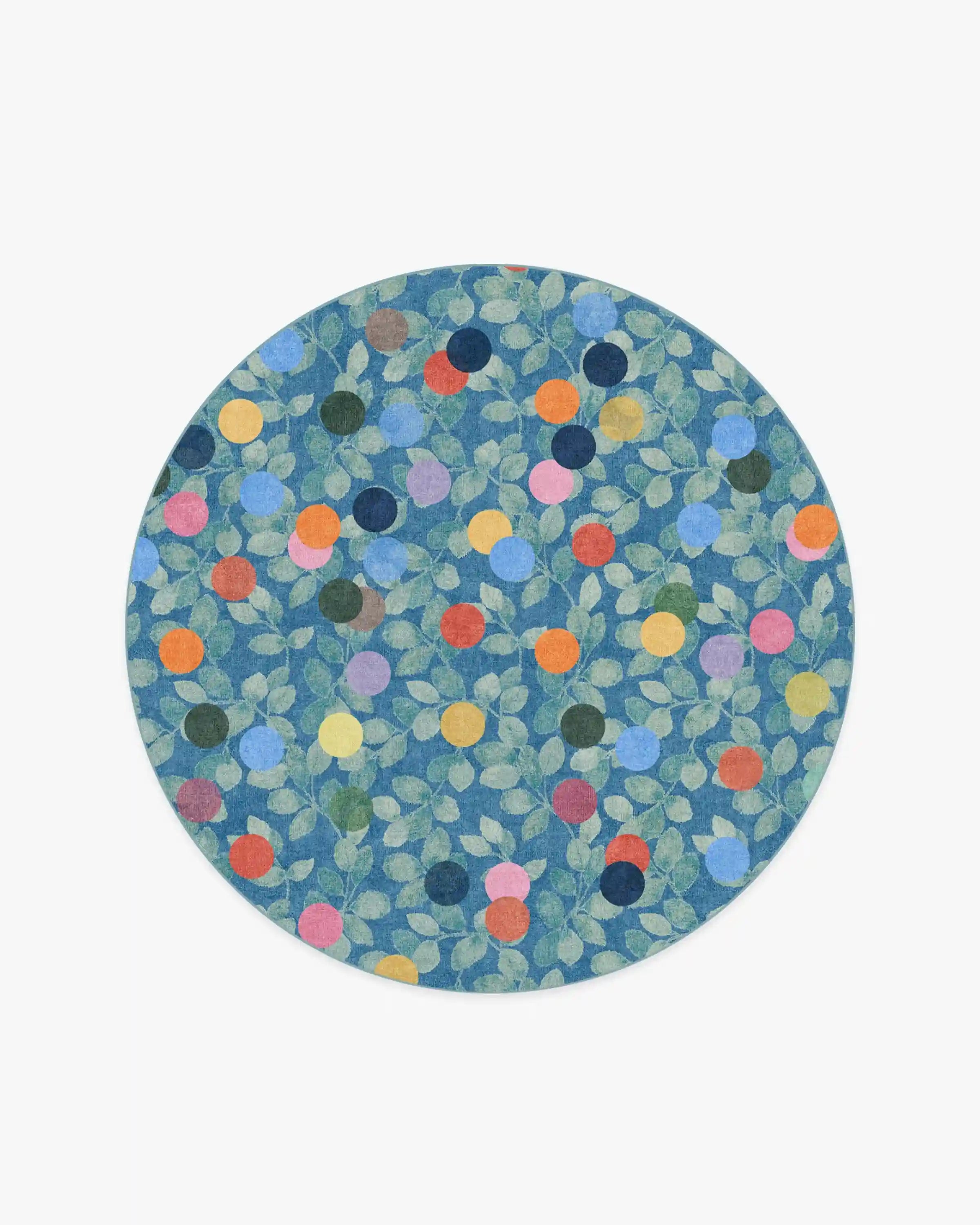 Botanical Whimsy Dots Blue Rug