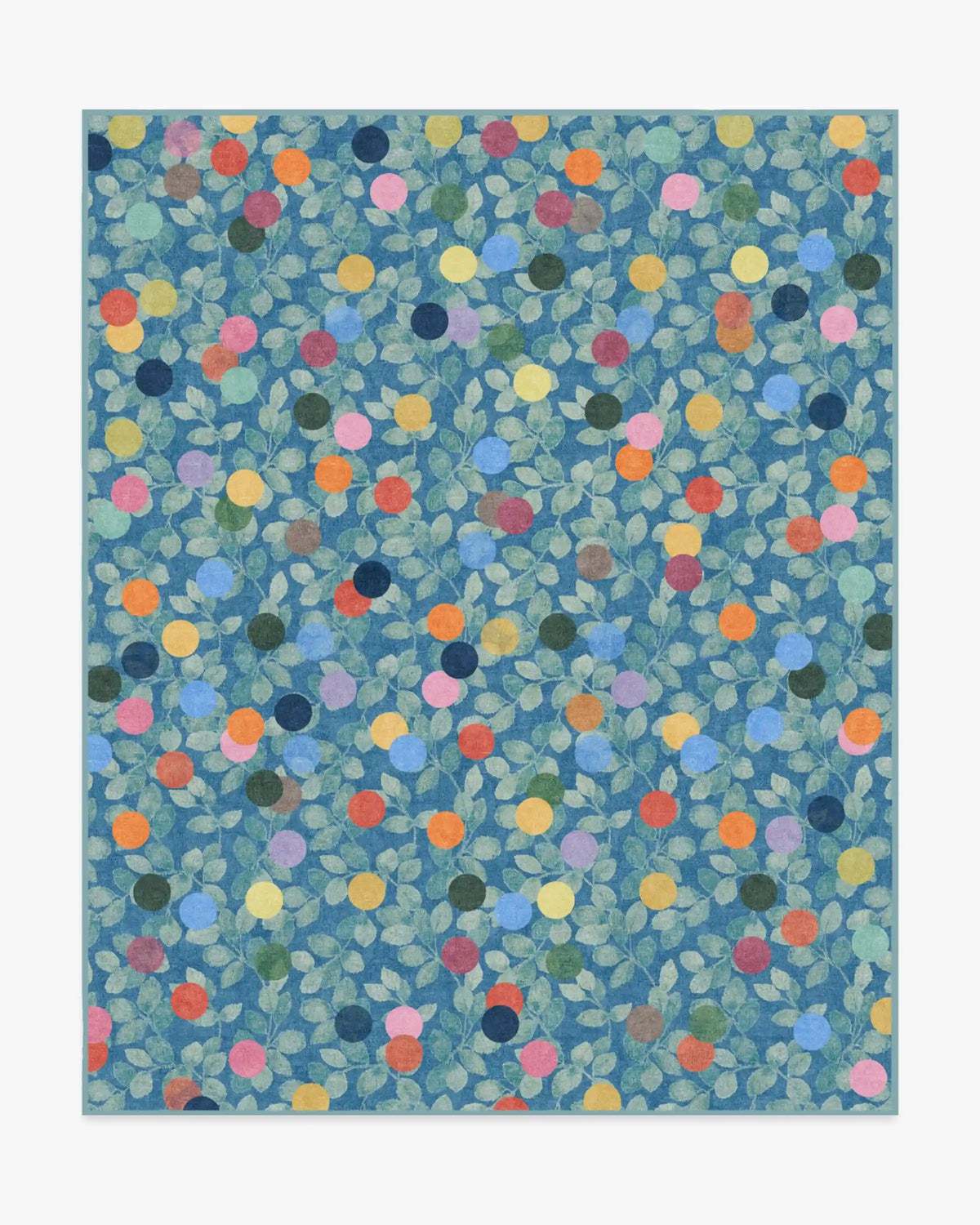 Botanical Whimsy Dots Blue Rug