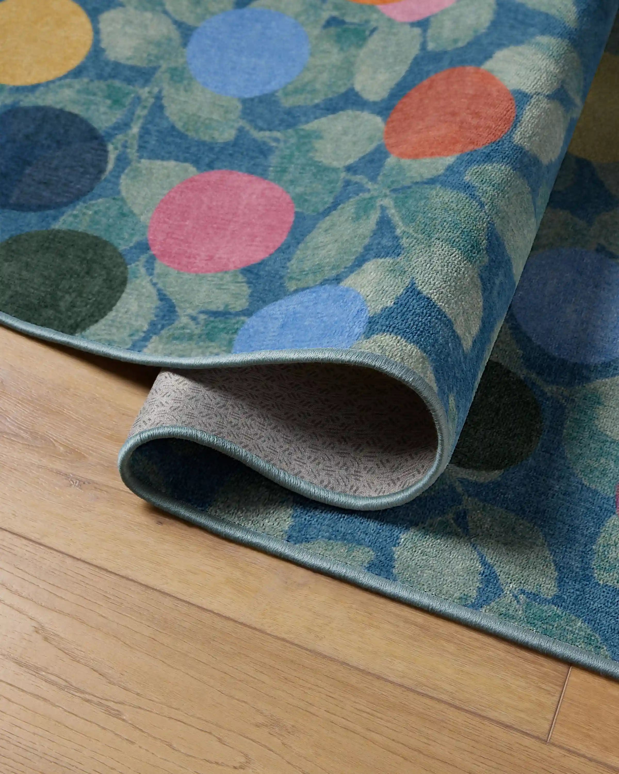 Botanical Whimsy Dots Blue Rug