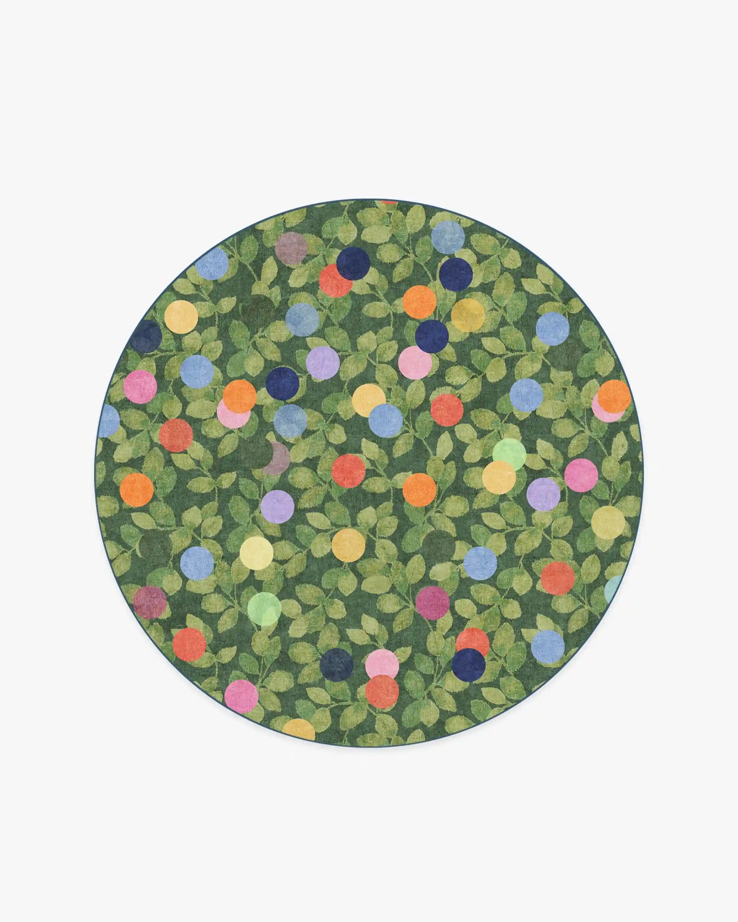 Botanical Whimsy Dots Green Rug