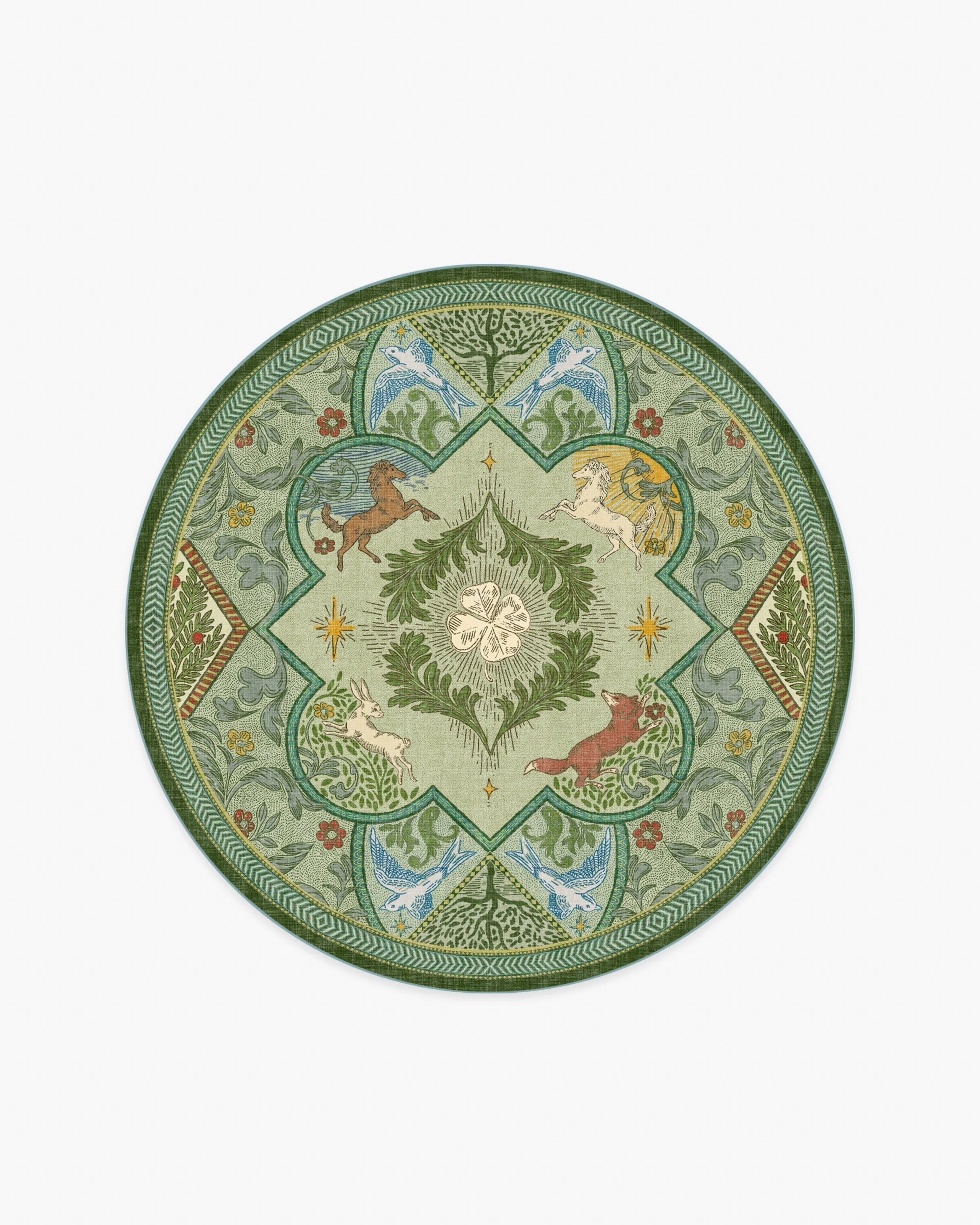 Woodland Wanderer Medallion Green Rug
