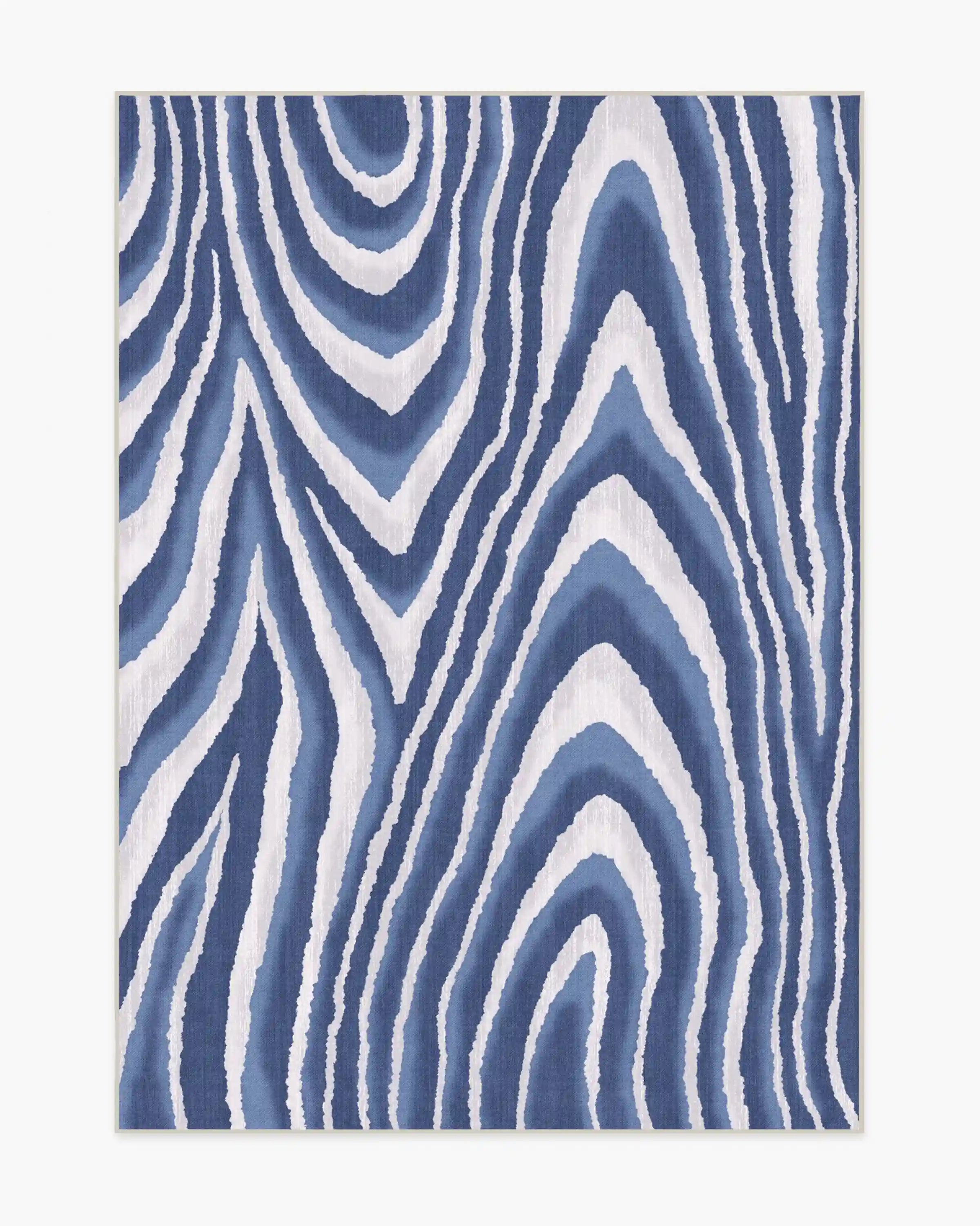 Chifa Wood Blue & Cream Rug by Humberto Leon