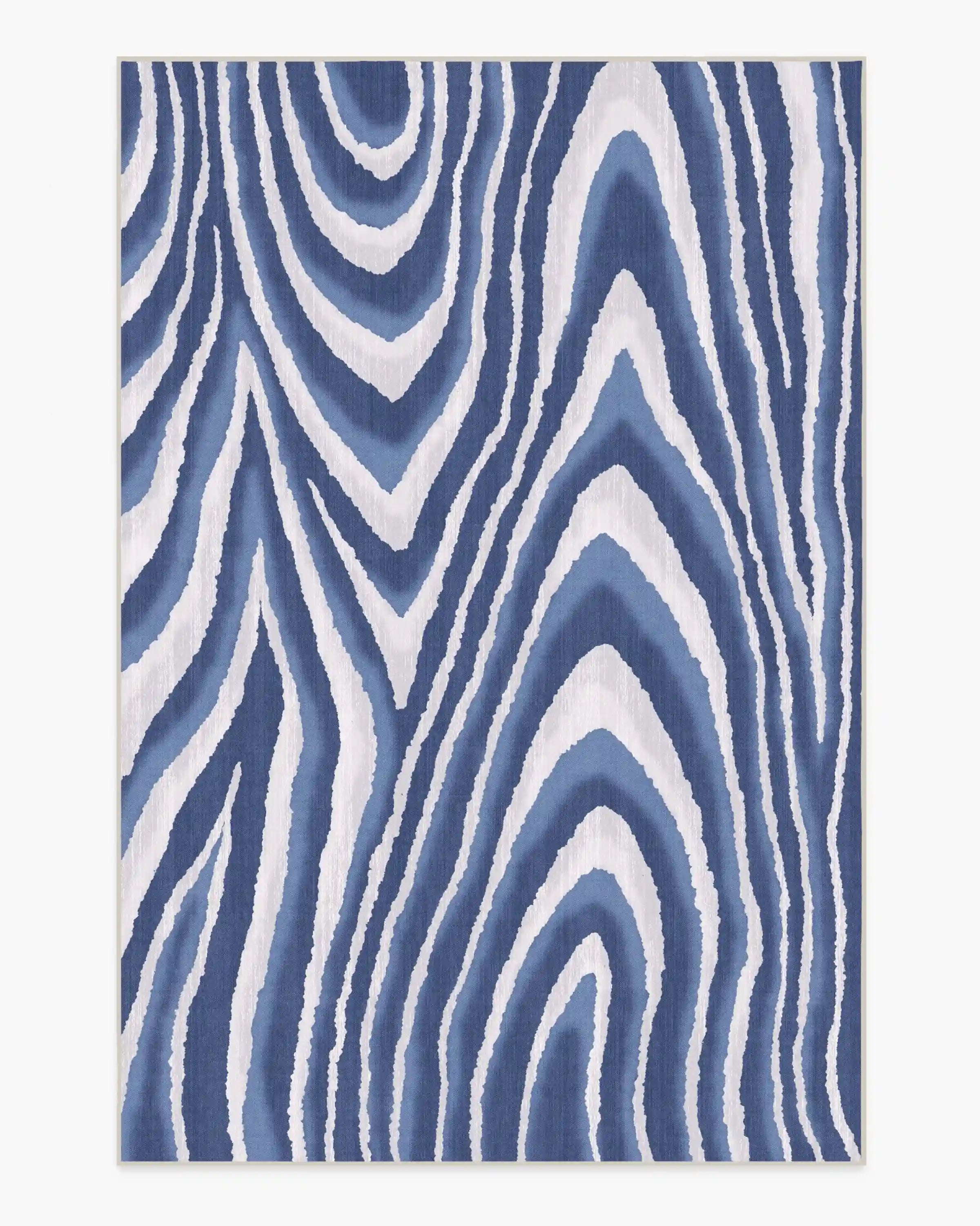 Chifa Wood Blue & Cream Rug by Humberto Leon