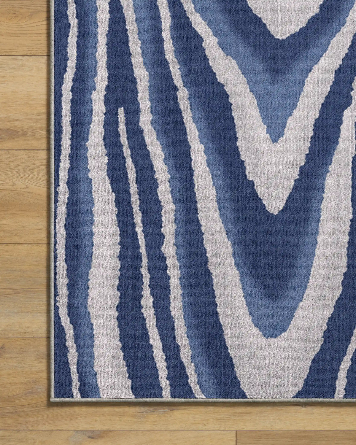 Chifa Wood Blue & Cream Rug by Humberto Leon