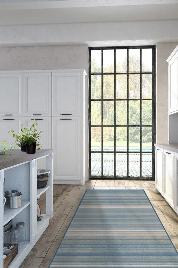 Coastal Linear Stripe Slate Rug