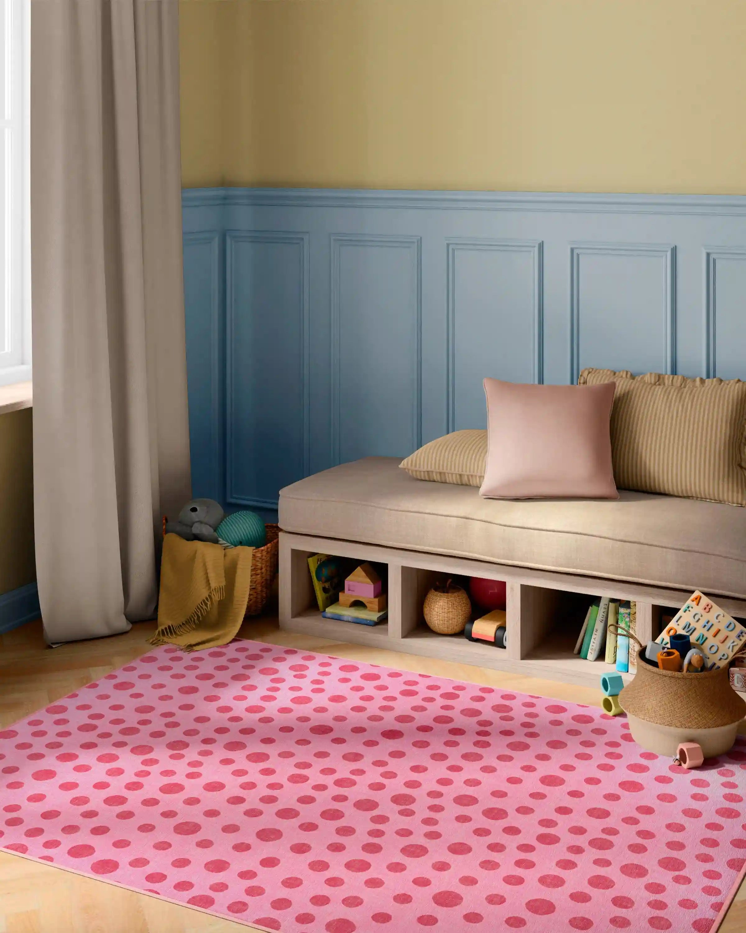 Dancing Dots Pink & Red Rug