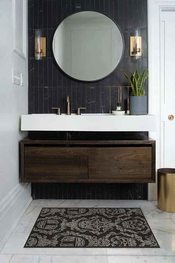 Dark Side Damask Charcoal Rug
