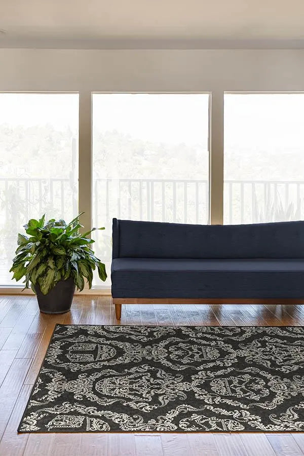 Dark Side Damask Charcoal Rug