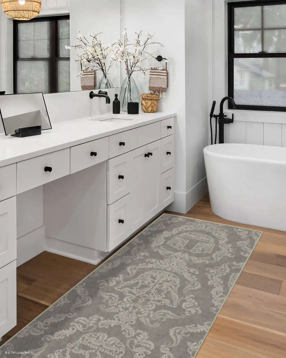 Dark Side Damask Stone Rug