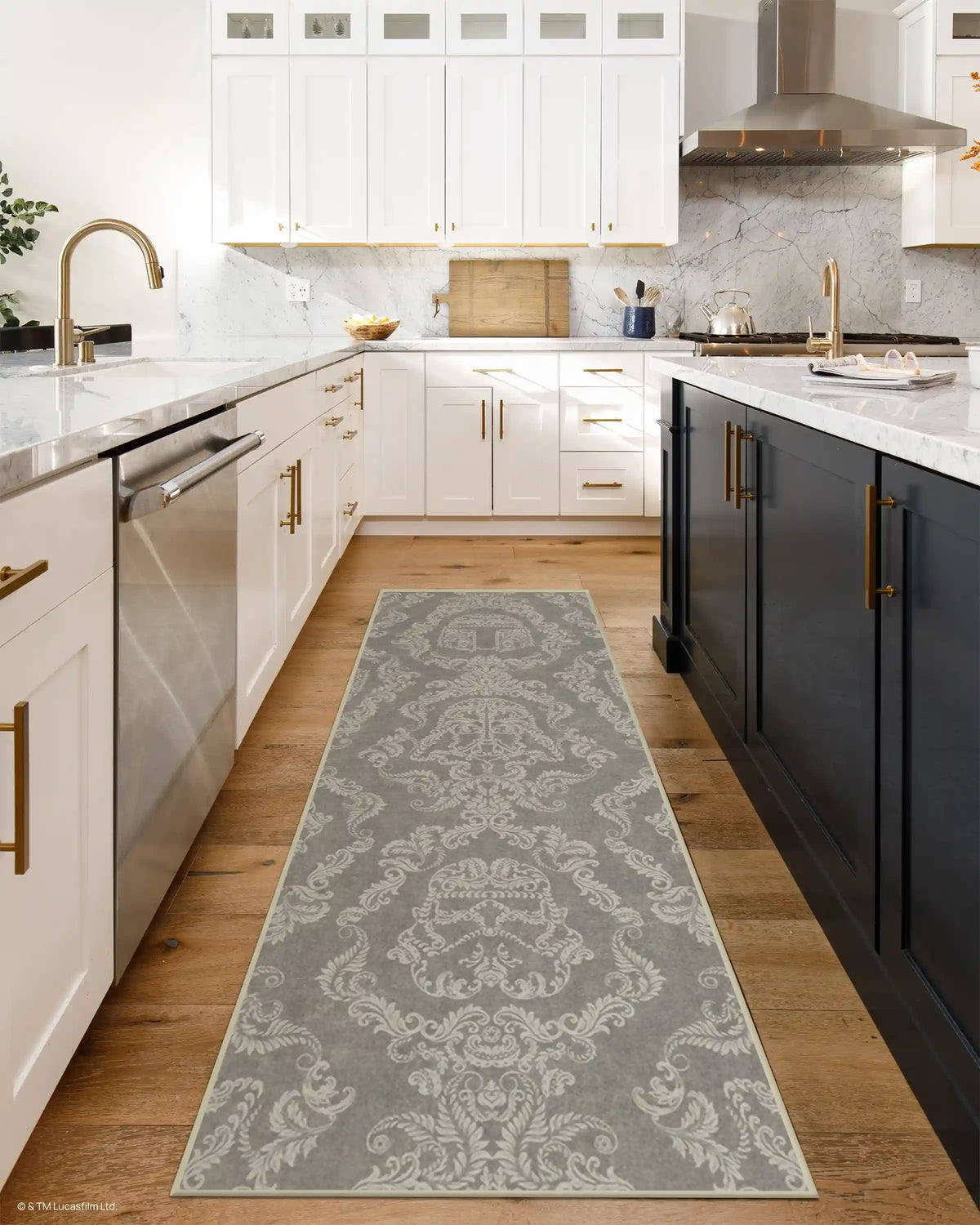 Dark Side Damask Stone Rug