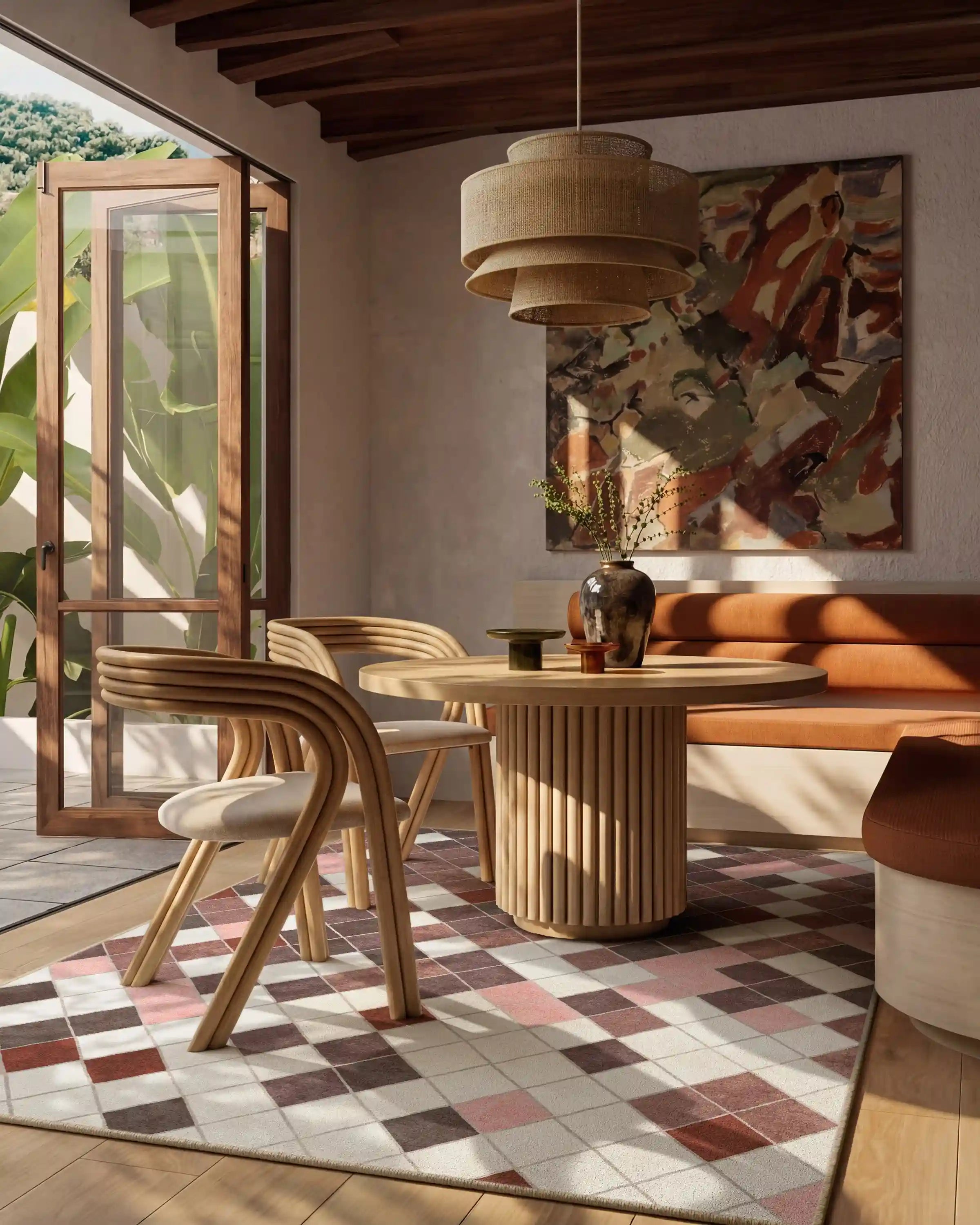Diamond Mosaic Terracotta Rug