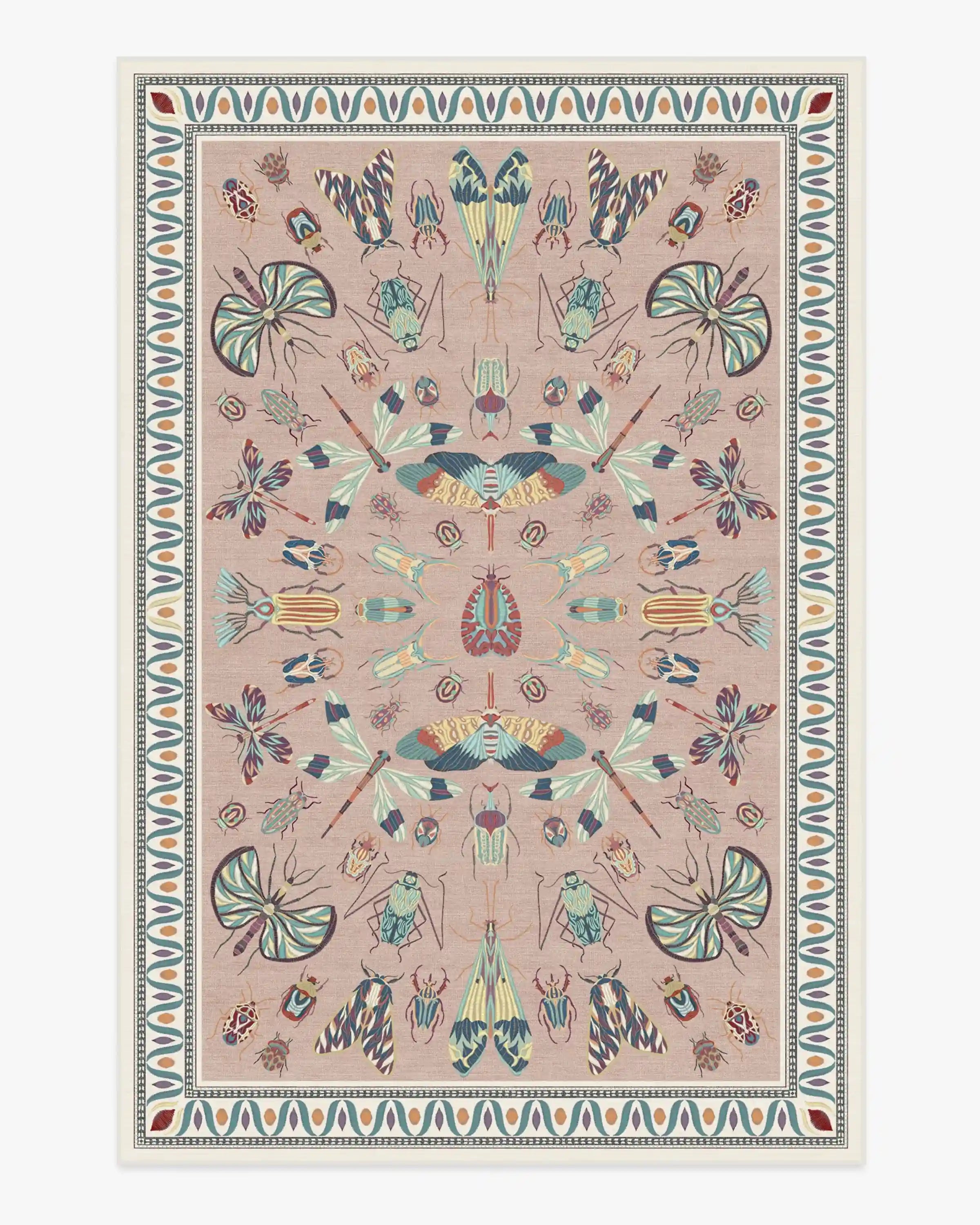 Flutterby Soft Rose Rug by Iris Apfel