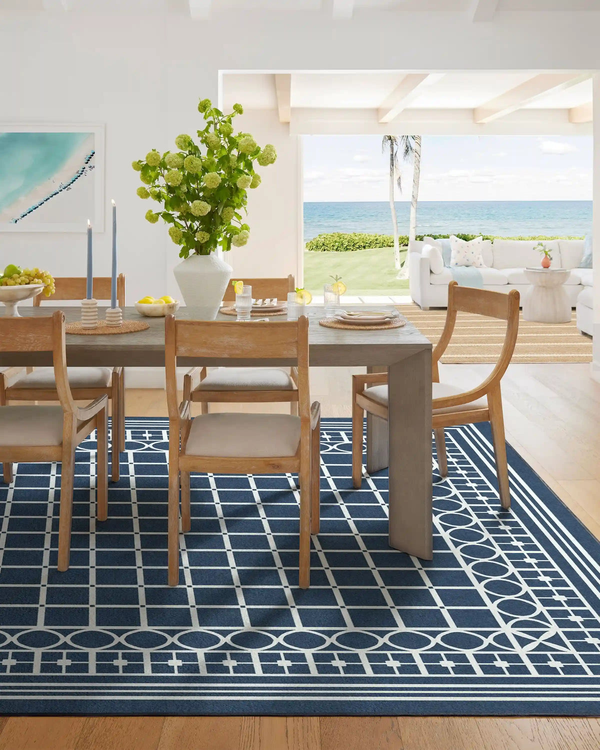 Palm Beach Navy Rug by Gray Malin