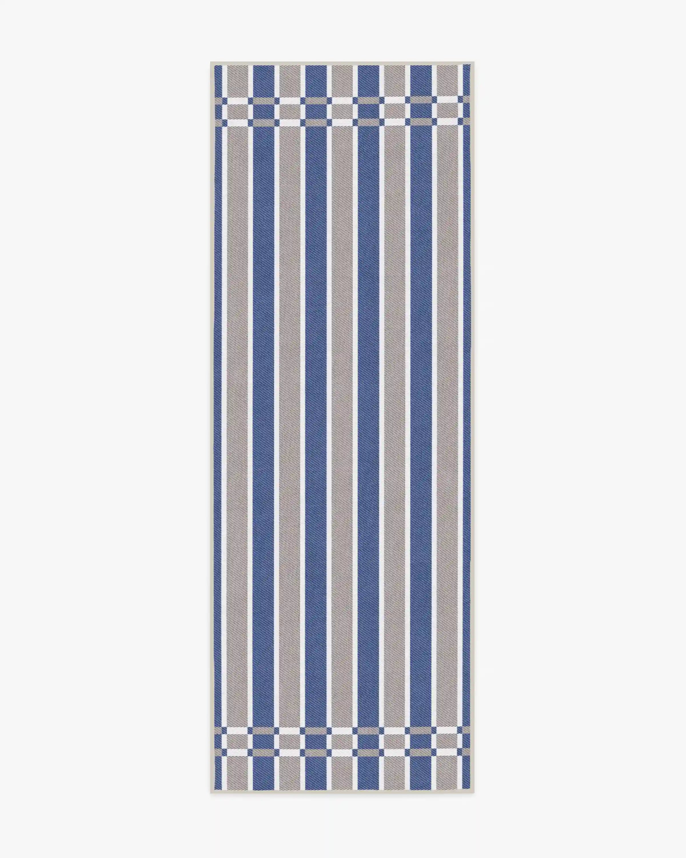 Helen Varsity Stripe Taupe & Blue Rug by Humberto Leon