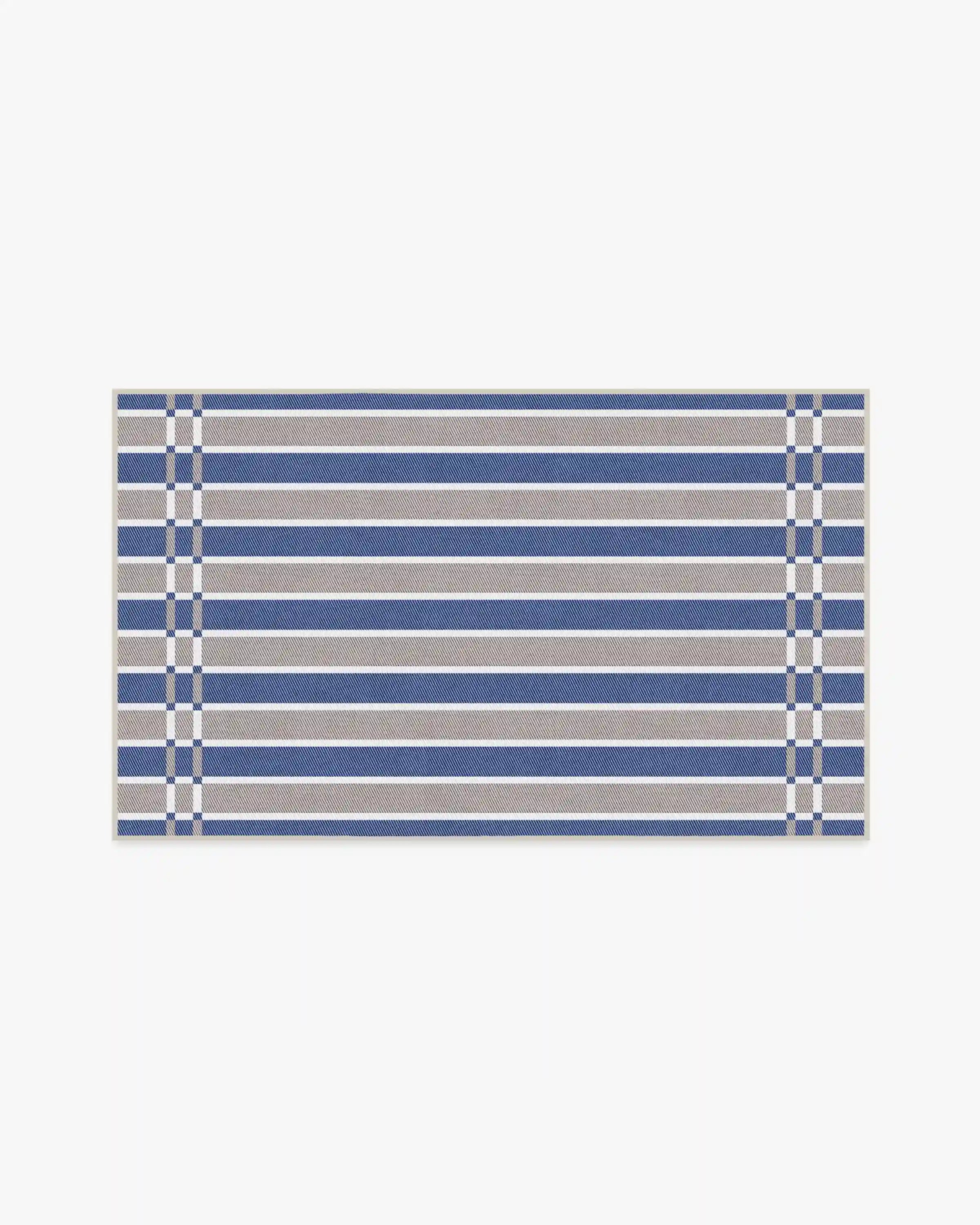 Helen Varsity Stripe Taupe & Blue Rug by Humberto Leon