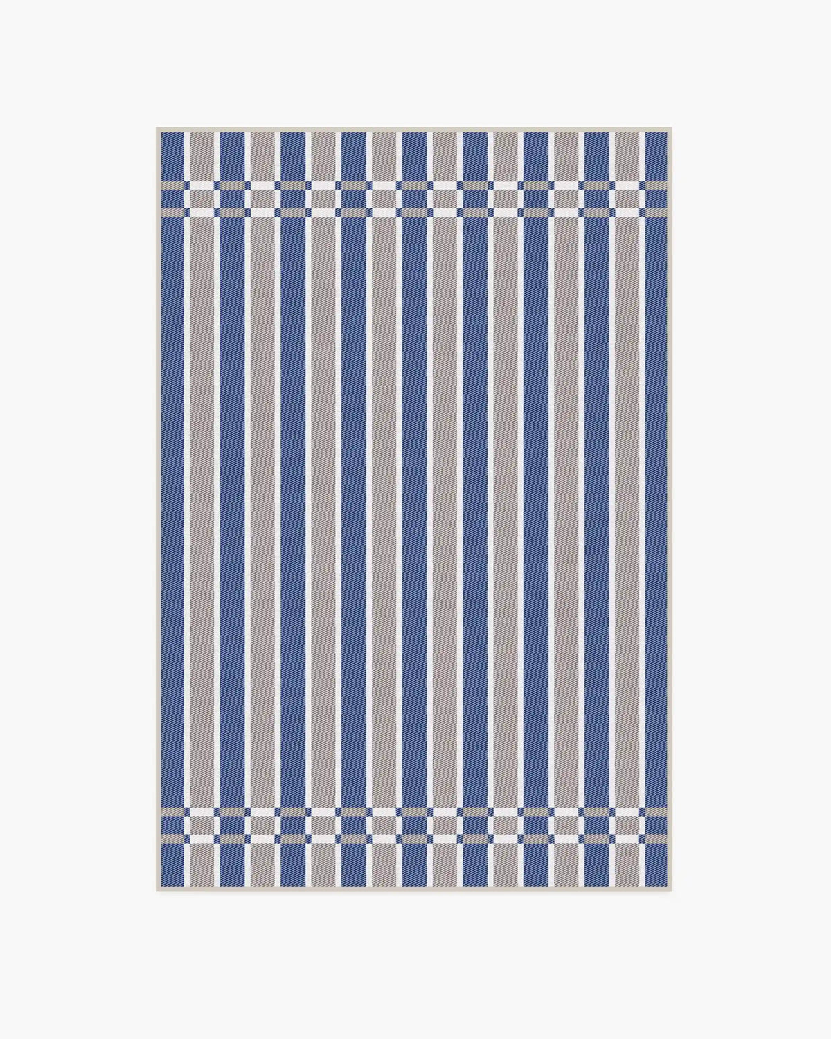 Helen Varsity Stripe Taupe & Blue Rug by Humberto Leon