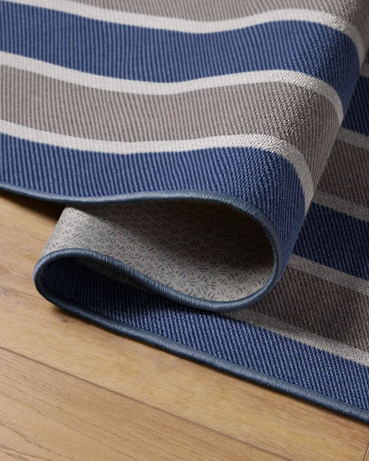 Helen Varsity Stripe Taupe & Blue Rug by Humberto Leon
