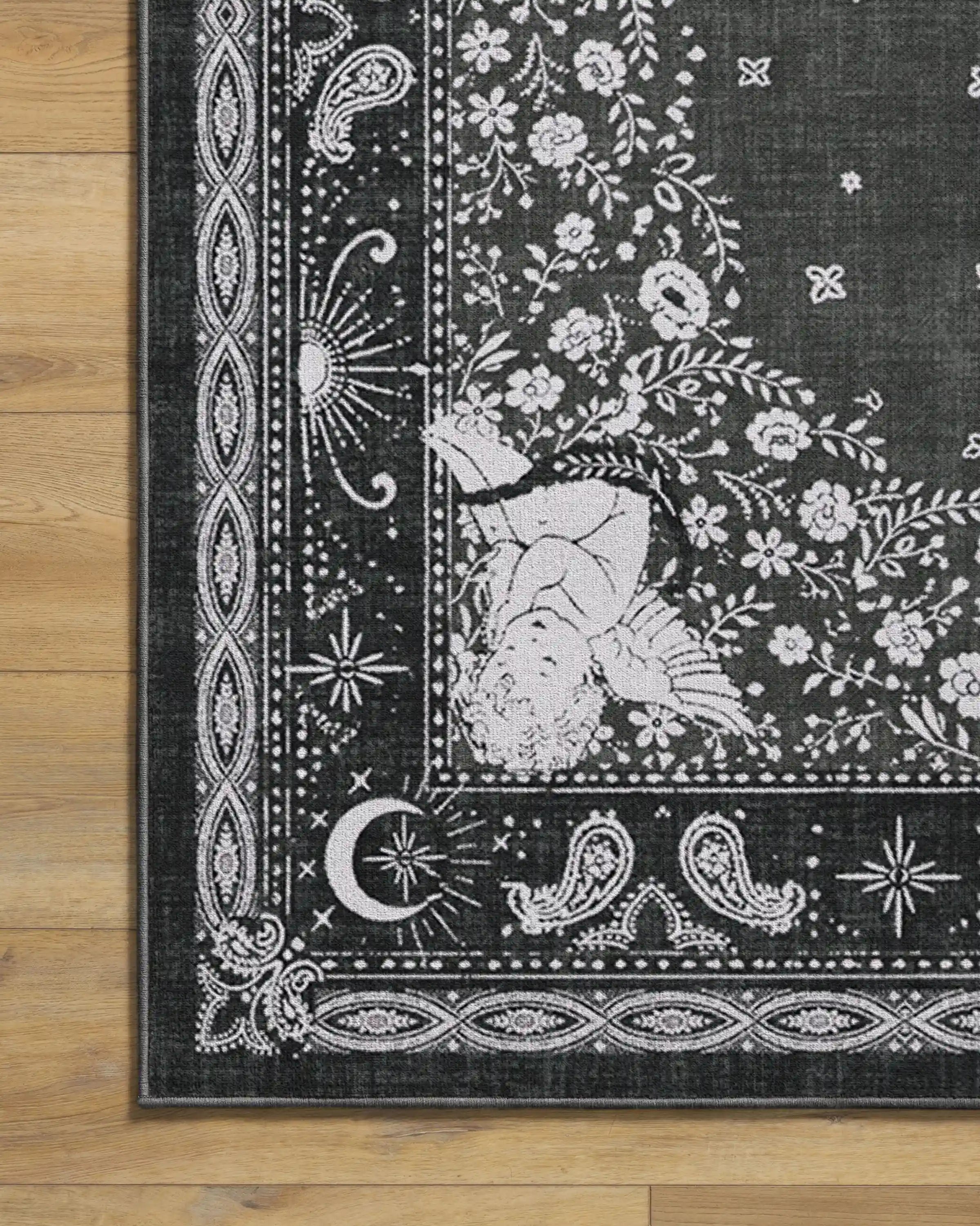Humberto's Bandana Soft Black Rug by Humberto Leon
