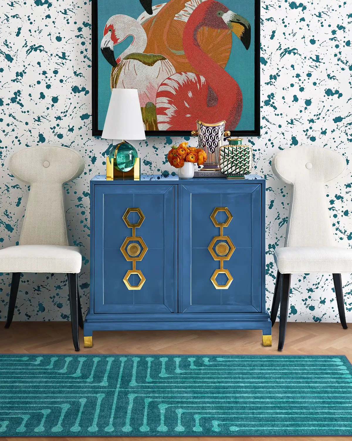 Inkdrop Blue & Teal Rug by Jonathan Adler