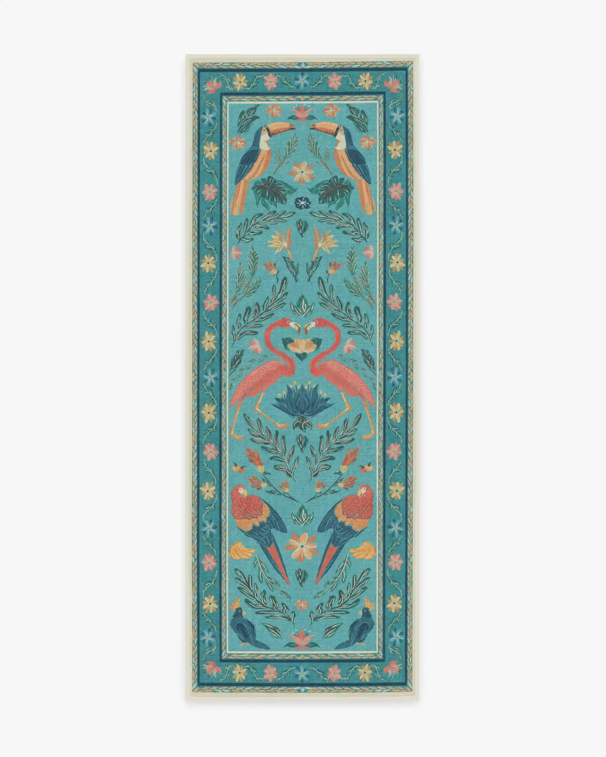 Birds Of A Feather Aqua Rug by Iris Apfel