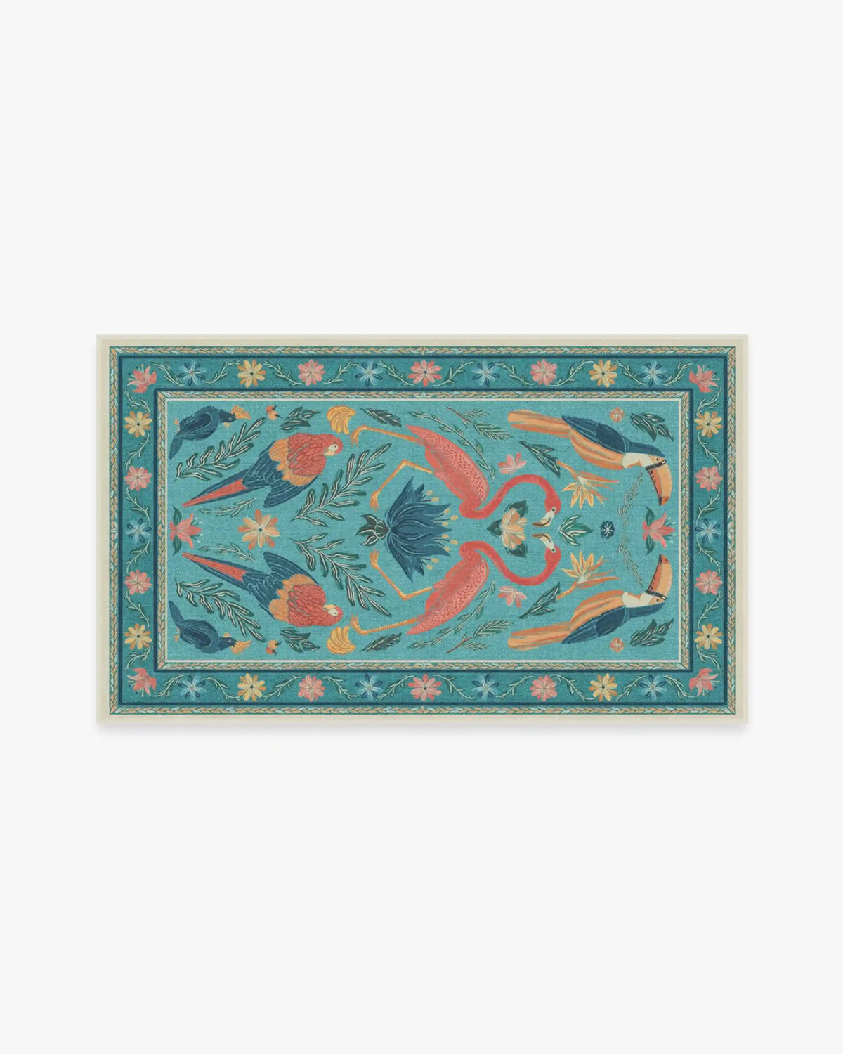 Birds Of A Feather Aqua Rug by Iris Apfel
