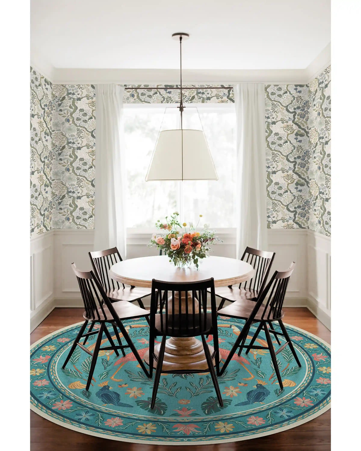 Birds Of A Feather Aqua Rug by Iris Apfel