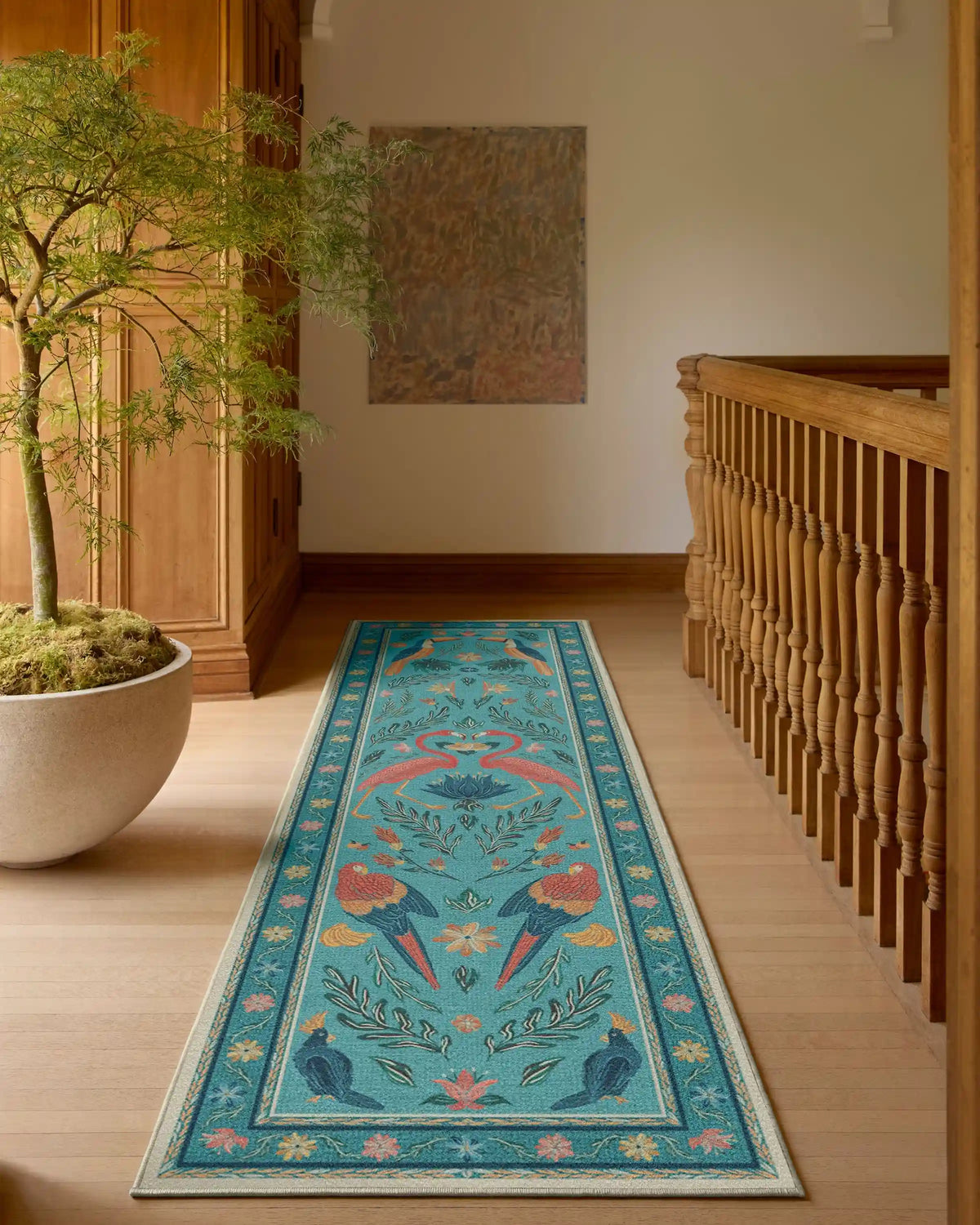 Birds Of A Feather Aqua Rug by Iris Apfel