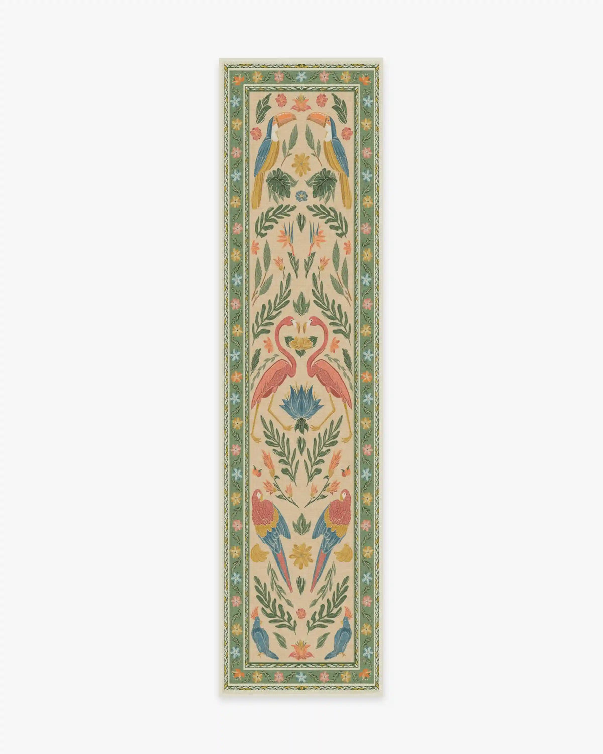 Birds Of A Feather Green & Peach Rug by Iris Apfel