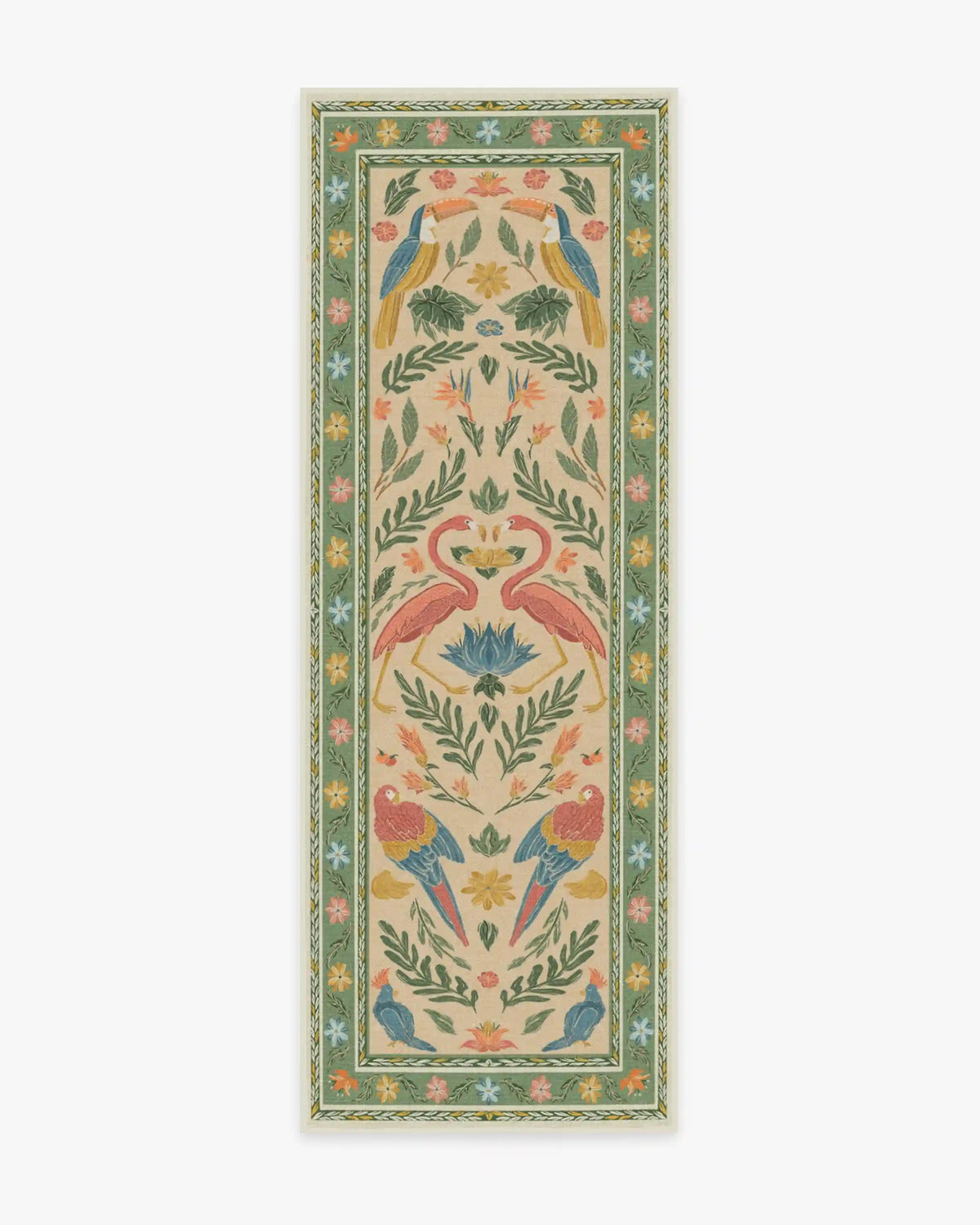 Birds Of A Feather Green & Peach Rug by Iris Apfel