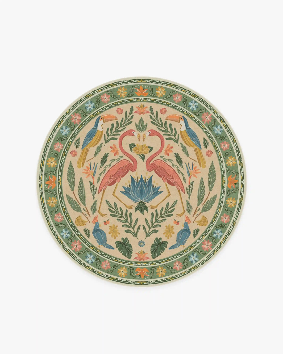 Birds Of A Feather Green & Peach Rug by Iris Apfel