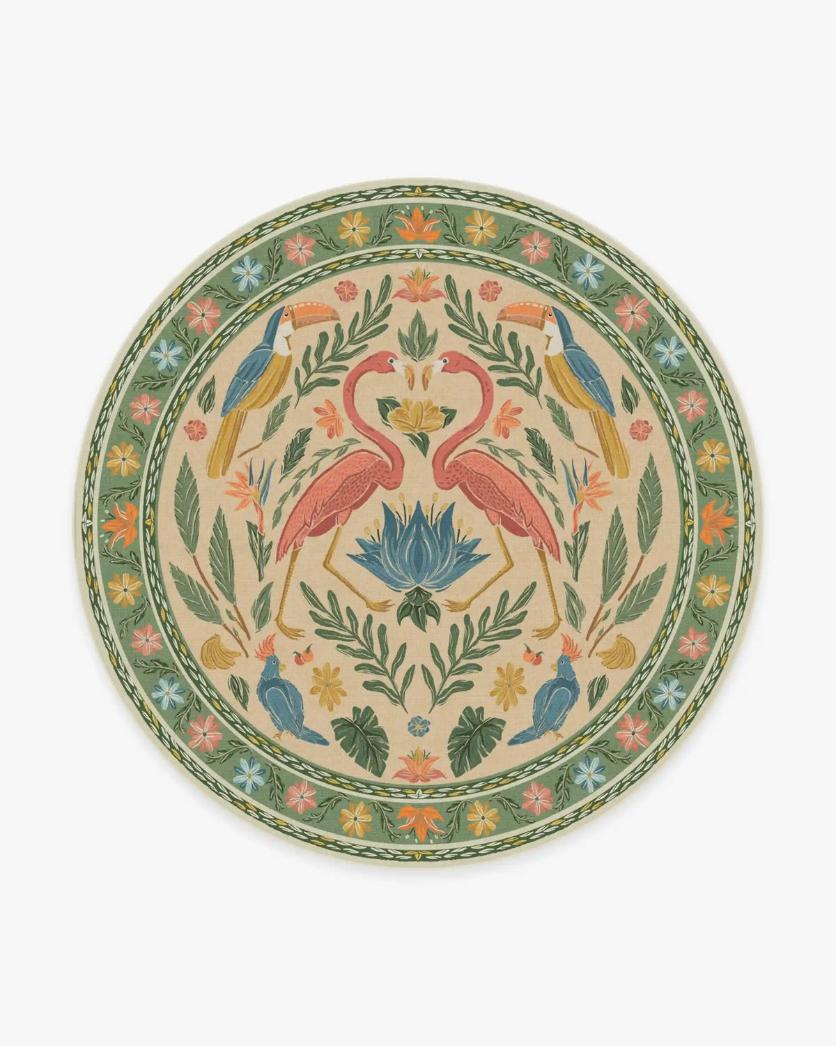 Birds Of A Feather Green & Peach Rug by Iris Apfel