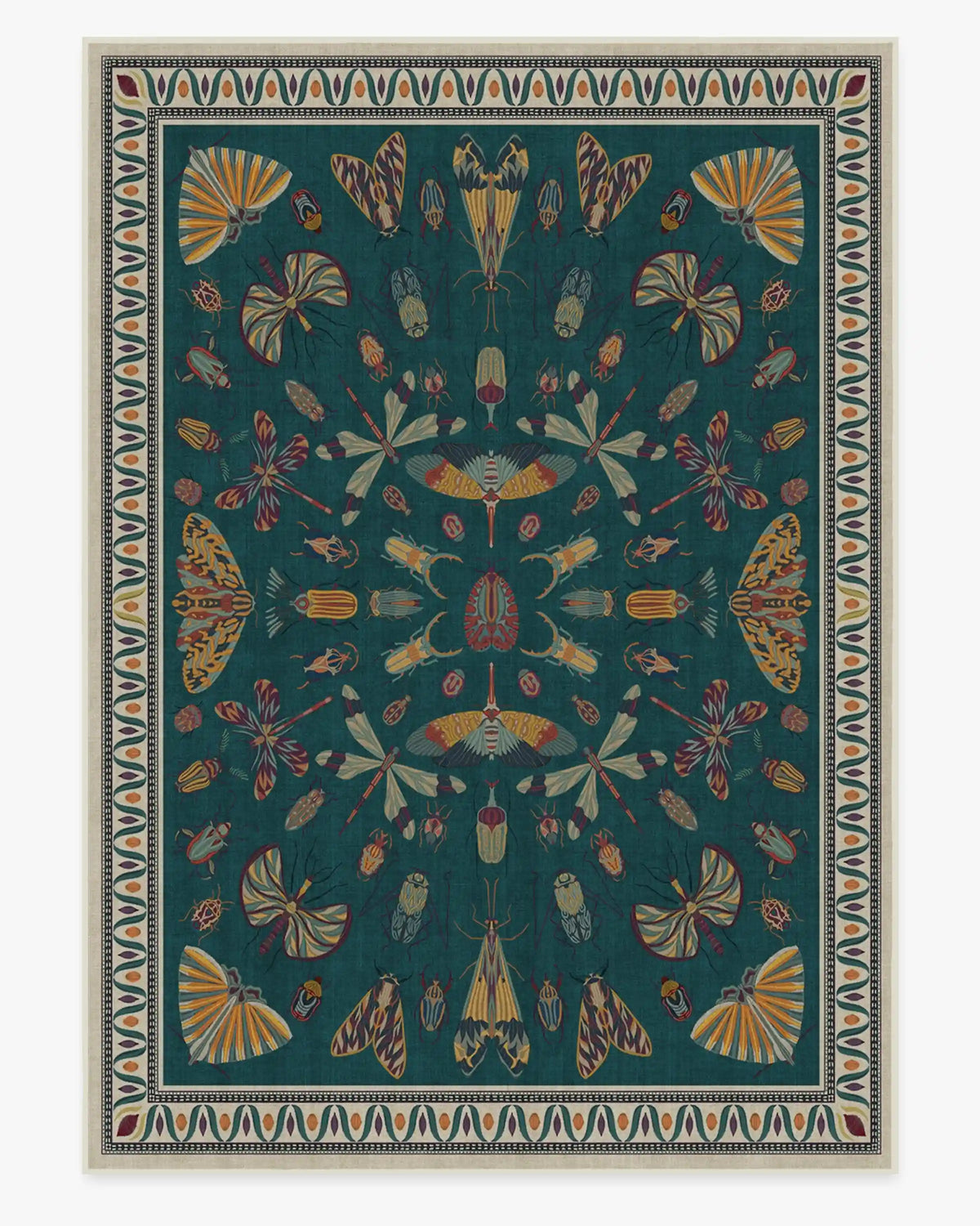 Flutterby Teal Rug by Iris Apfel