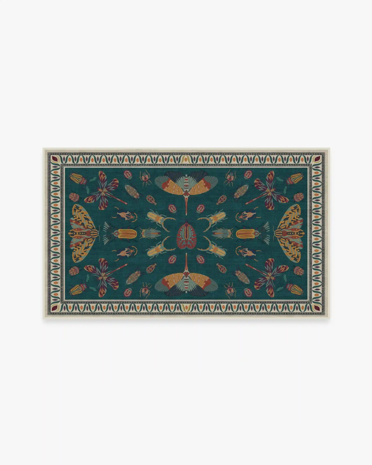 Flutterby Teal Rug by Iris Apfel