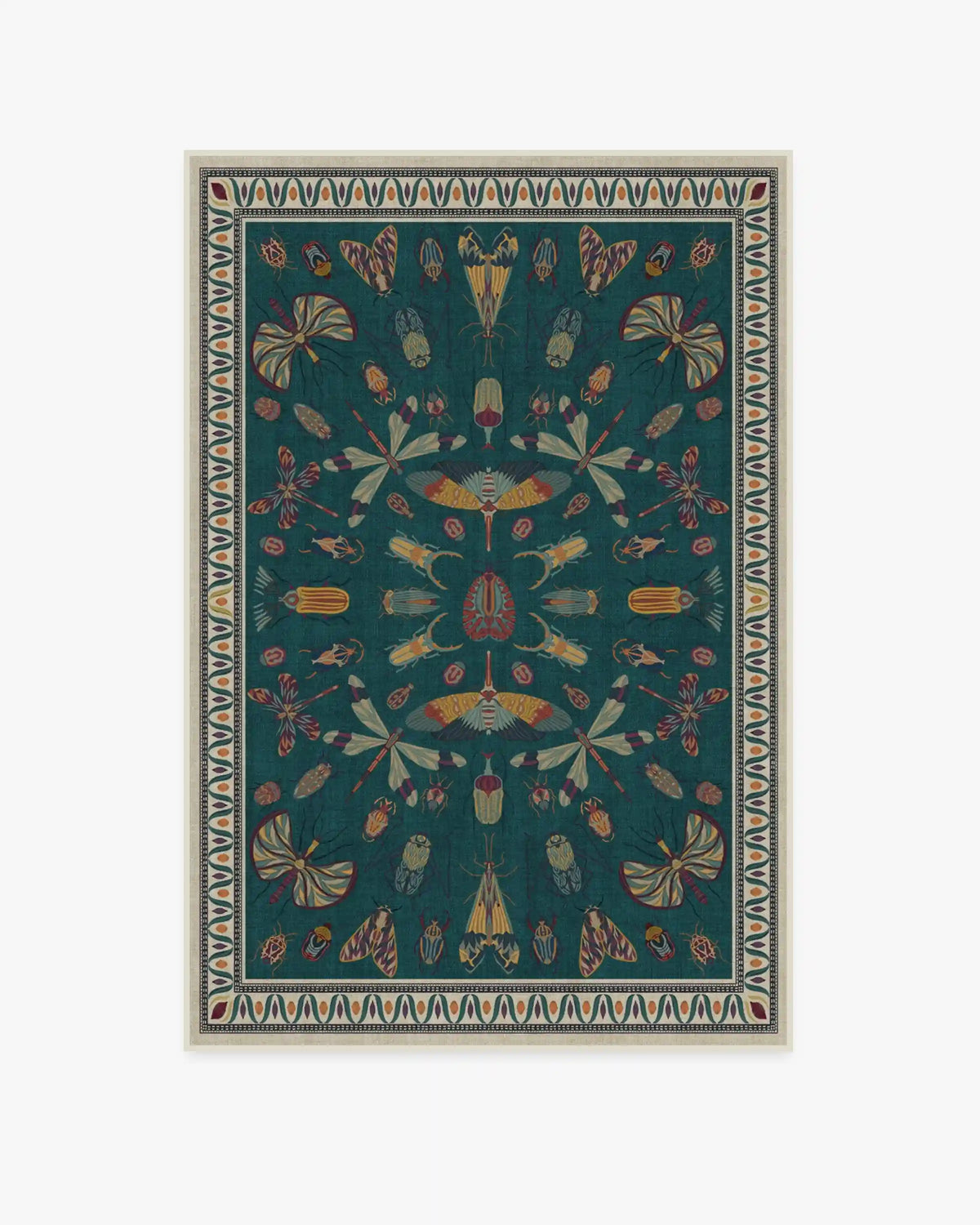 Flutterby Teal Rug by Iris Apfel