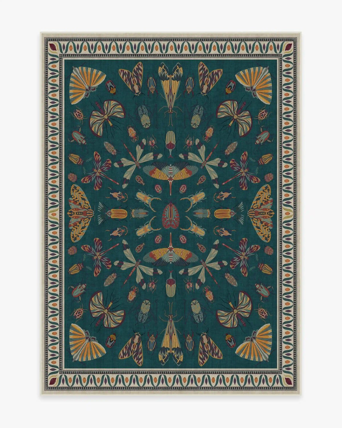 Flutterby Teal Rug by Iris Apfel