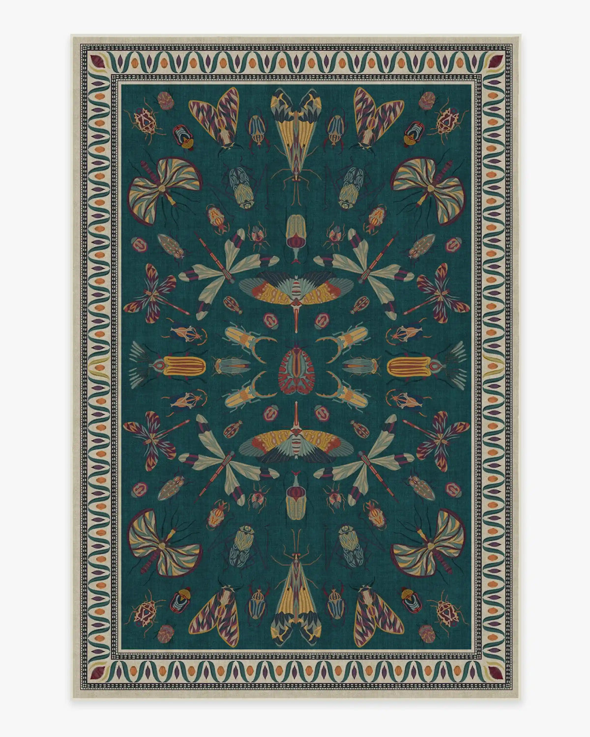 Flutterby Teal Rug by Iris Apfel