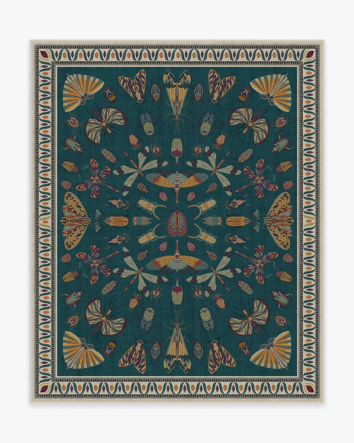 Flutterby Teal Rug by Iris Apfel