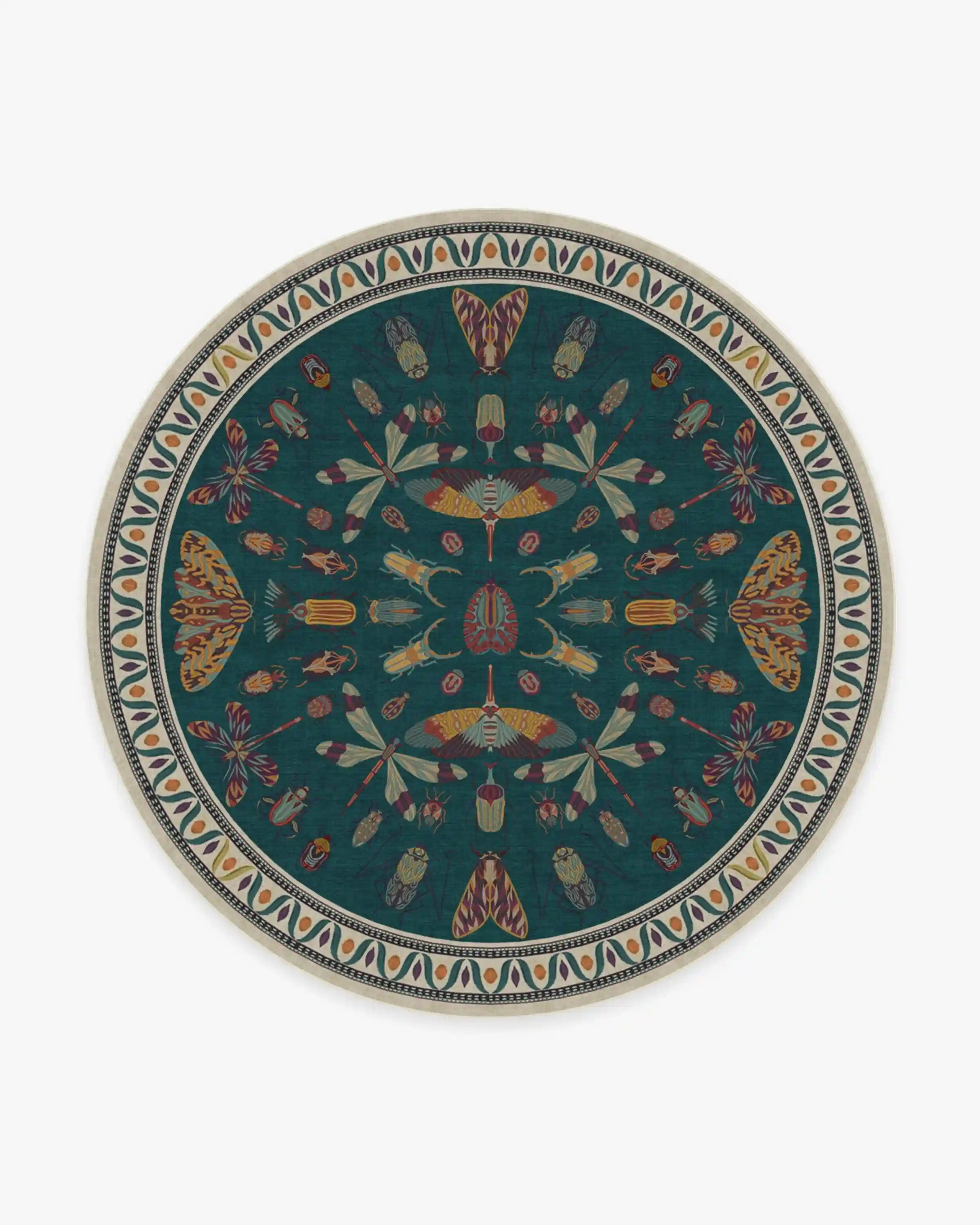 Flutterby Teal Rug by Iris Apfel