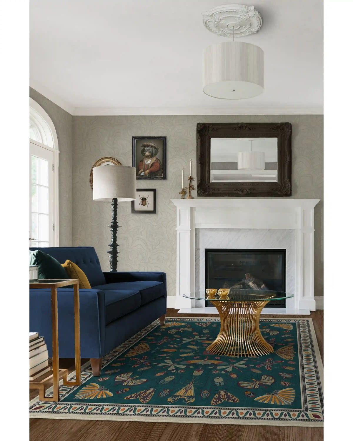 Flutterby Teal Rug by Iris Apfel